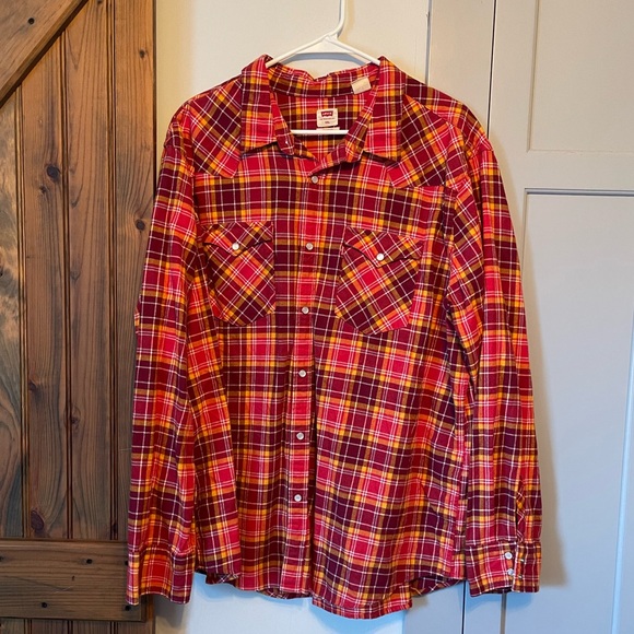 LEVIS men’s standard flannel button down with pearled buttons - Picture 1 of 6